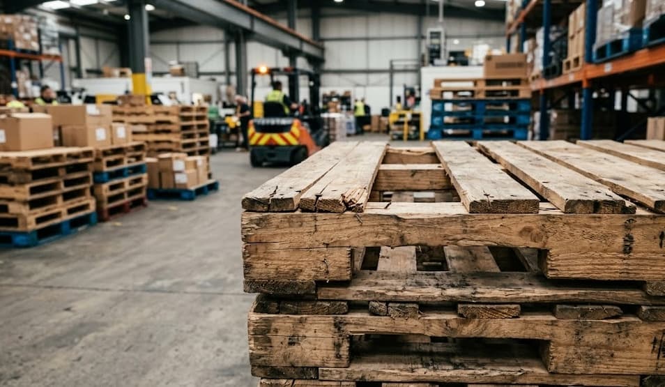 Recycling operation at pallet yard
